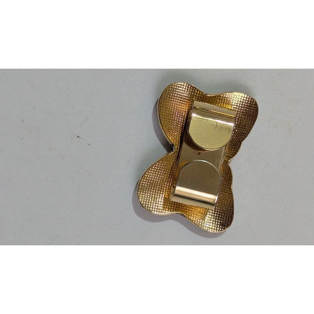 vtg Cloisonne Enamel Butterfly Scarf Clip Gold Tone Pink Rose Floral Accessory‎